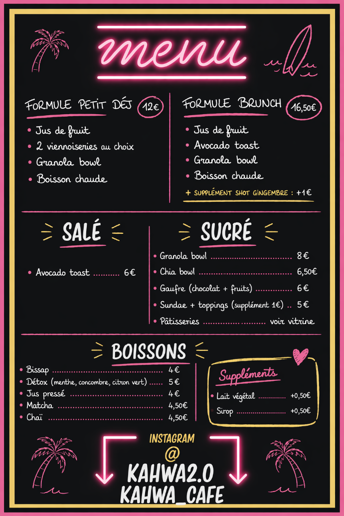 Menu Kahina 2026