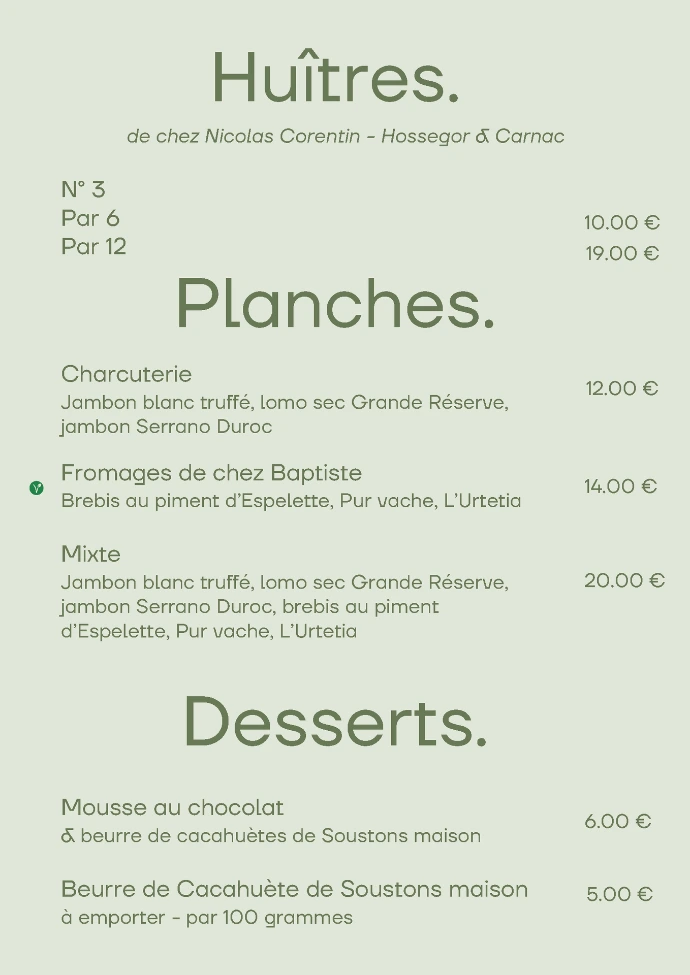Page 2 du Menu du stand de Cacahuète aux Halles du Penon